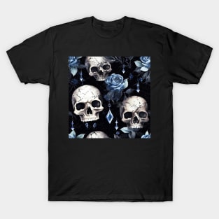 Skull and Blue Roses T-Shirt